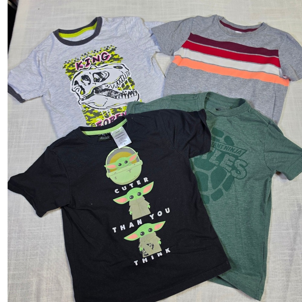 Boys Mixed Graphic T-Shirt Lot of 4 Old Navy Garanimals TMNT Star Wars Size 6-7